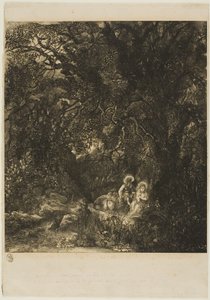 Rest on the Flight into Egypt with Saddled Donkey by Rodolphe Bresdin