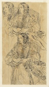 Study Sheet with a Seated Lady by Rodolphe Bresdin