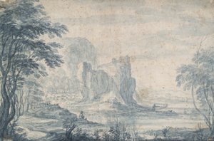 Landscape with Fisherman and Duck Hunter by Roelandt Savery