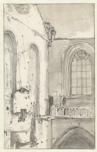 View of the Transept of the Nieuwe Kerk, Amsterdam, after the Fire of 1645 by Roelant Roghman (attributed to)