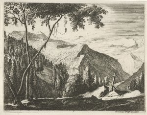Mountain Landscape with Cross (Tyrolean Landscapes) by Roelant Roghman