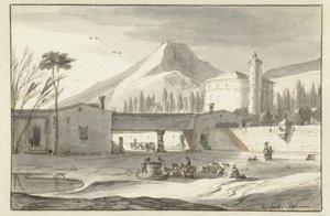 Mountainous, Italianate Landscape with a Rotunda Church by Roelant Roghman
