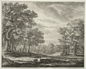 Six Views in the Wood of the Hague: A Man with a Staff in His Hand by Roelant Roghman