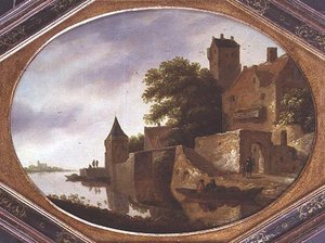 Landscape with a Fortified Manor House by Roelof Van Vries
