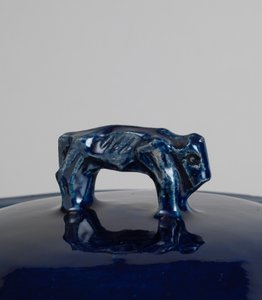 Blue-glazed Covered Tureen with Handle in the Form of a Bison or Chinese Lion, c.1915 by Roger Eliot Fry
