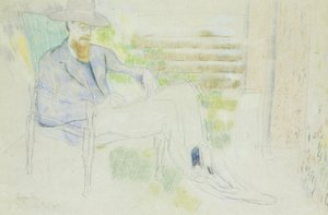 Lytton Strachey Writing in the Garden