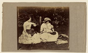 [Child asleep with two women seated on grass] by Roger Fenton
