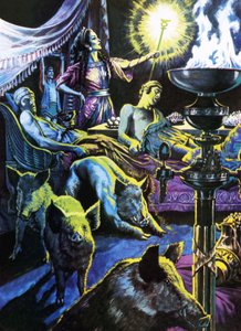 Circe changing the sailors into pigs by Roger Payne