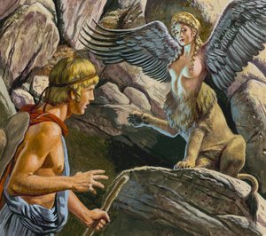 Oedipus Encountering the Sphinx by Roger Payne