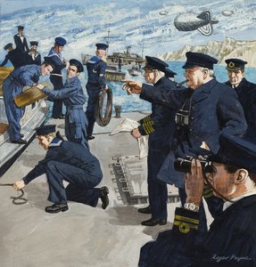 Winston Churchill (1874-1965) in Naval Scene by Roger Payne