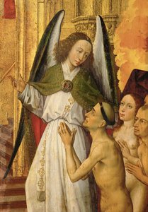 Altar of The Last Judgement: An Angel Leading the Righteous to Paradise, a Golden Cathedral (detail) by Rogier van der Weyden