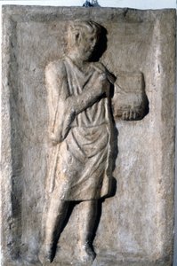 A Man Writing with a Pen on a Wax Tablet