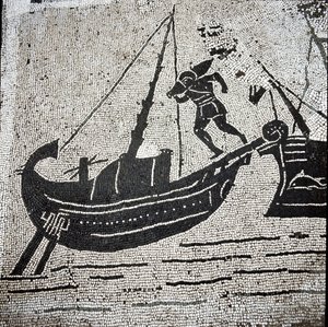 A ship of Cagliari returning to the port of Ostia