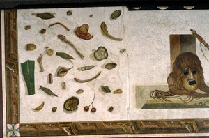 “Asarotos” (Floor unswept) Fragments of mosaic signed by Harakliton from Rome, 2nd century AD by Roman