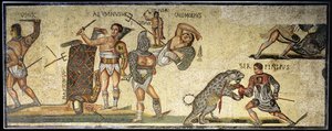 Battle Between Gladiators and Wildcats, 320 AD by Roman