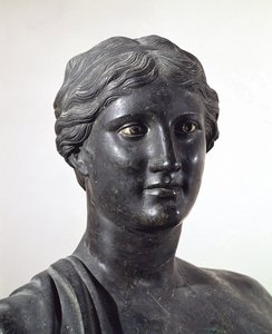 Bust of Sappho, Bronze Statue, from Villa of Papyri, Herculaneum, Campania, Italy, Roman Civilization by Roman