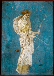 Diana with Her Bow and Arrow (Roman Fresco) by Roman