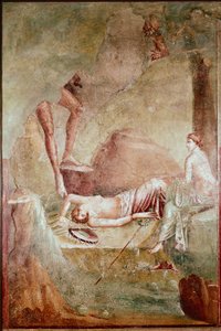 Drunk sleeping maenad (fresco) by Roman