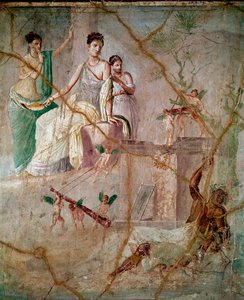 Heracles and Omphale (Roman Fresco from Pompeii) by Roman