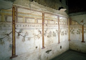 Interior view of the frescos of pine garlands
