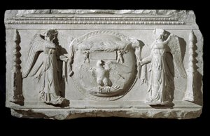 Marble relief fragment from the Plaza de la Consolazione in Rome by Roman