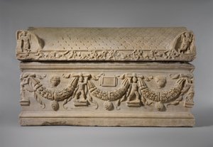 Marble Sarcophagus with Garlands by Roman