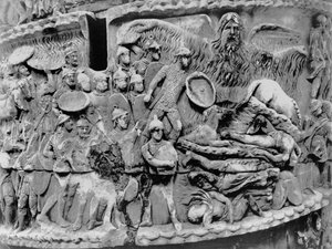 Miraculous Rain, Detail from the Column of Marcus Aurelius, AD 180-196 by Roman