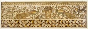 Mosaic of a Vine Scroll Border with Peacocks, Antioch, 526-540 by Roman