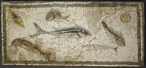 Mosaic panel showing fishes, probably 3rd century AD by Roman