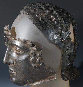 Parade helmet and face mask, from the Roman site at Newstead, Melrose, late 1st century AD