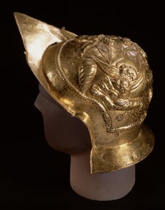 Parade Helmet, Depicting Cupids in a Chariot Race, from the Roman Site at Newstead, Melrose by Roman