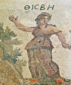 Pyramus and Thisbe, Detail of Thisbe, House of Dionysos, Paphos, Cyprus by Roman