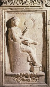 Relief depicting a Roman lady with a mirror by Roman