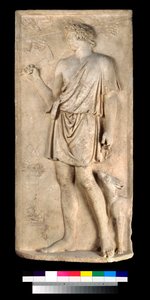 Relief of Antinous as Dionysos or Silvanus, Harvesting Grapes