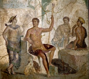 Meleager and Atalanta. Roman fresco of the 1st century AD from Pompeii. National Archaeological Museum, Naples by Roman