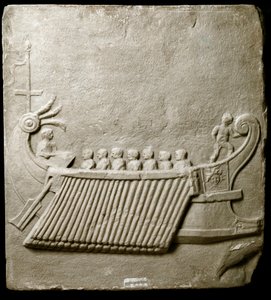 Roman Art: Roman Trireme - Fragment of Marble Frieze from Pozzuoli by Roman