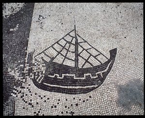 Roman Art: Ship Mosaic of the Corporation des gens de la mer, Place des Corporations