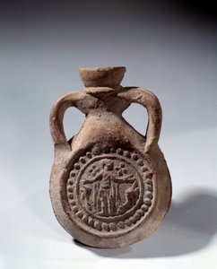 Roman Art: Terracotta eulogy bulb with foot representing a saint. 4th century AD. Paris, Louvre Museum by Roman