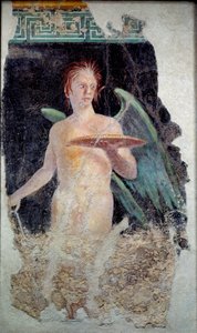 Roman Art: fresco of the winged genie from Pompeii - End of the 1st century BC by Roman