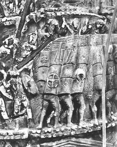 Roman Soldiers Using the Testudo Method During an Attack, detail from the Column of Marcus Aurelius, AD 180-196