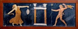 A Menade and a Satyre Dancing Near a Temple by Roman