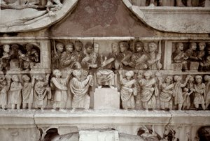 Roman Art: Low Marble Relief Representing the Distribution of Subsidies to the People in the Forum of Cesar by Roman