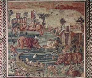 Roman Art: Nile Landscape Mosaic from a Villa on the Aventino Hill, Rome (1st-2nd Century)