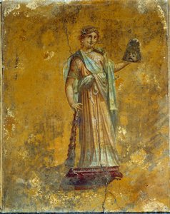 Roman art: representation of Melpomene, muse of tragedies. Fresco from Pompeii around 62 - 79 AD
