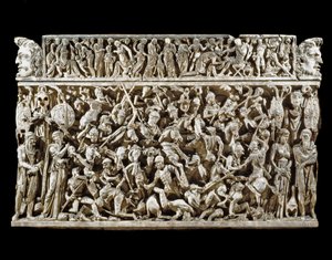 Roman Art: Scene of Battles Between Roman Warriors and Barbarians by Roman
