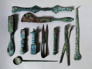Set of surgical instruments from the House of the Surgeon in Pompei. 1st century BC. Naples, Museo Archeologico Nazionale by Roman