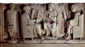 Roman civilization. Relief depicting school scene. Trier, Germany by Roman