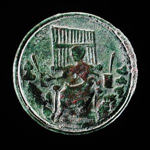 Roman coin depicting an organ by Roman