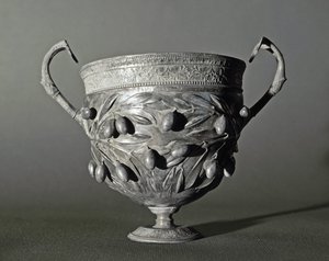 Silver Kantharos with Olive Branch by Roman