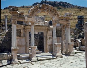 View of the Temple of Hadrian on the Street of Curetes by Roman
